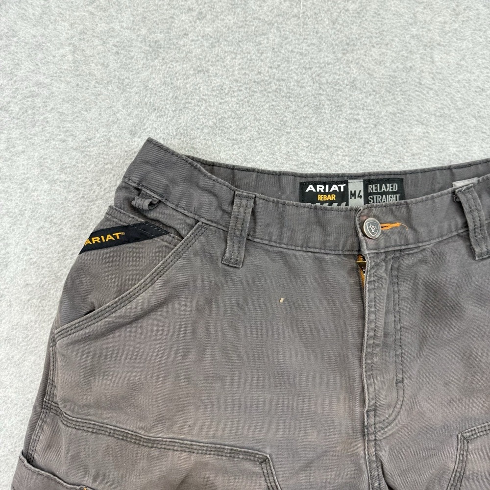Ariat Pants Mens‎ 32x30 Gray Ariat Rebar M4 Relaxed Straight Double Front Knee - Picture 2 of 11